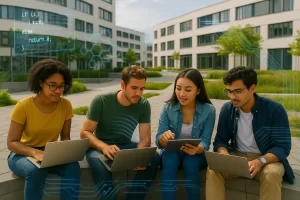 International students pursuing English bachelors degree in Germany, enjoying collaborative learning and high quality education in Germany while they study abroad in Germany.